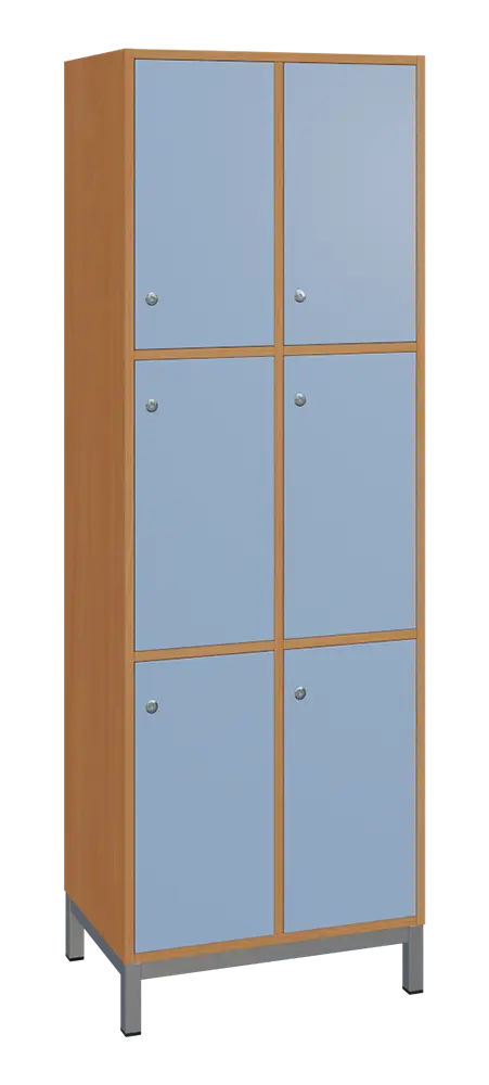 SBS-3322 šatní skříň 6-boxová, 1800x600x400 mm, kovové nohy, korpus buk royal, dvířka blankyt